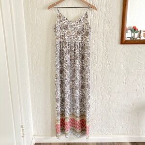 Ann Taylor Loft Floral Maxi Dress with Colorful Hem Size 2